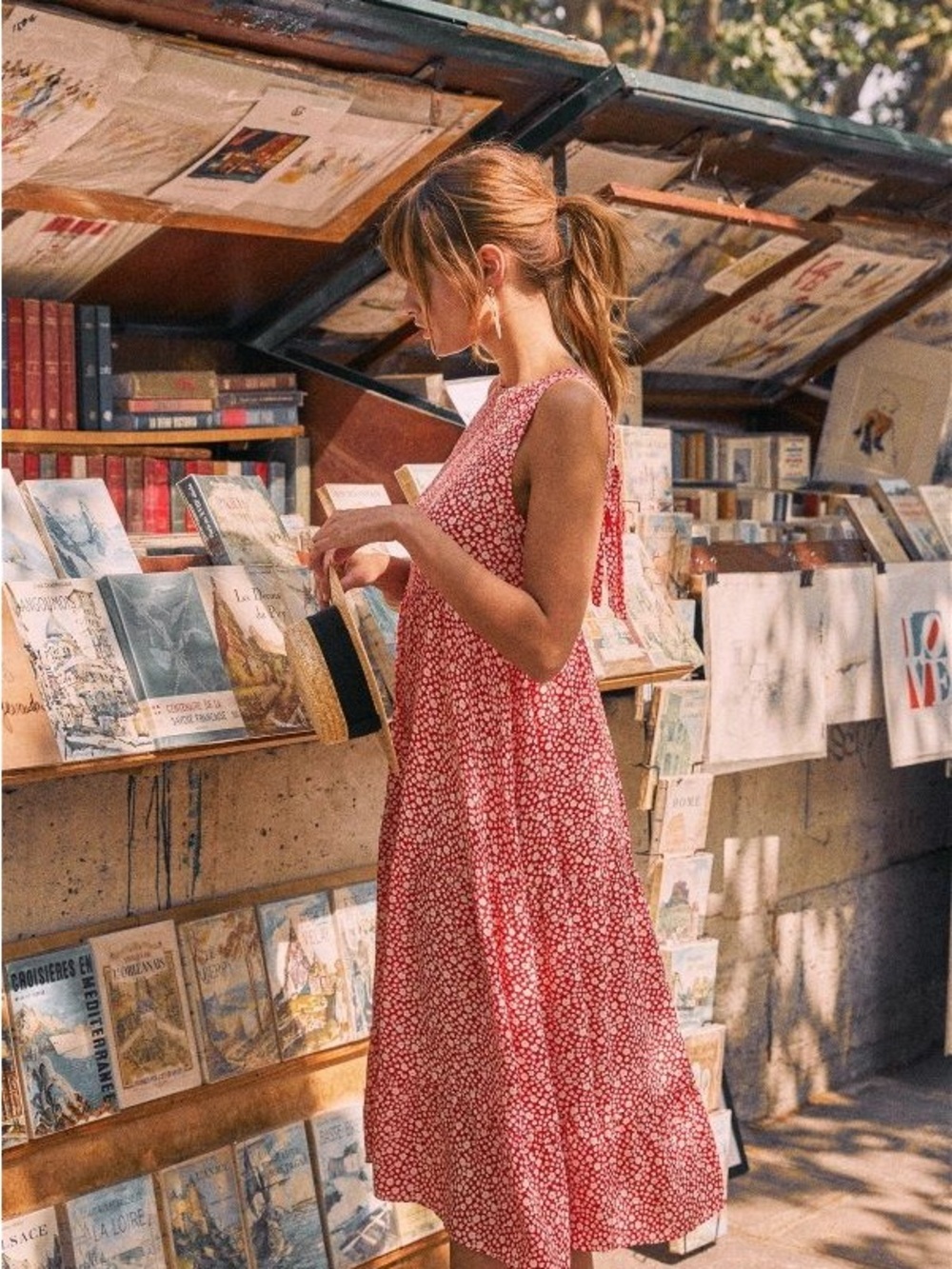 Sezane Mara Dress FR 40 / US 8 Red Floral Midi - Women's